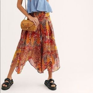 Free People Fallon Asymmetrical wide leg pants size S jungle pop